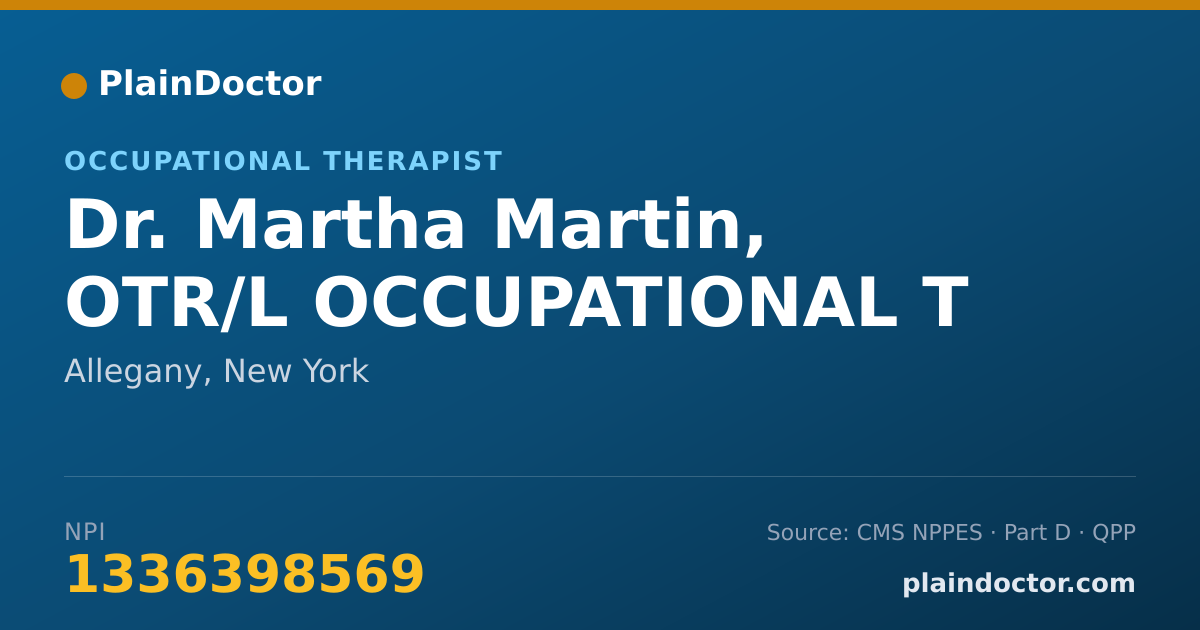 Shareable card for Martha Martin, OTR/L OCCUPATIONAL T - Occupational Therapist, Allegany, NY