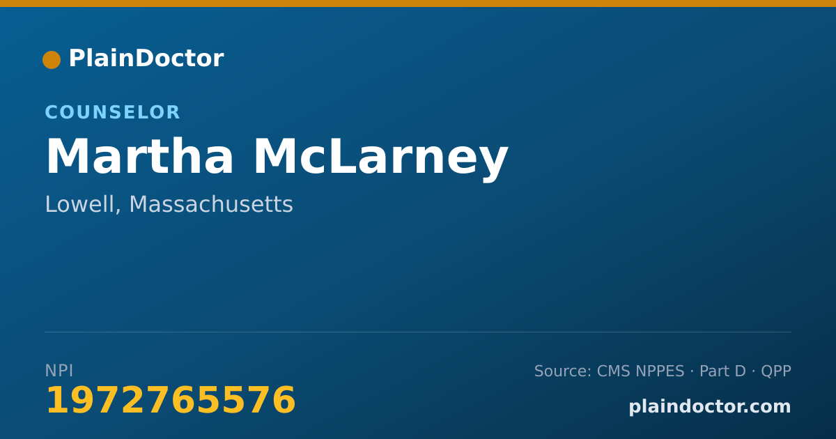 Shareable card for Martha McLarney - Counselor, Lowell, MA