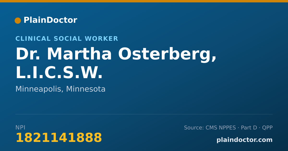 Shareable card for Martha Osterberg, L.I.C.S.W. - Clinical Social Worker, Minneapolis, MN