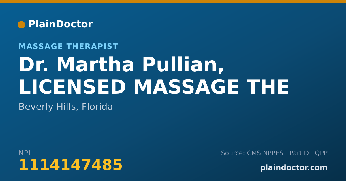 Shareable card for Martha Pullian, LICENSED MASSAGE THE - Massage Therapist, Beverly Hills, FL