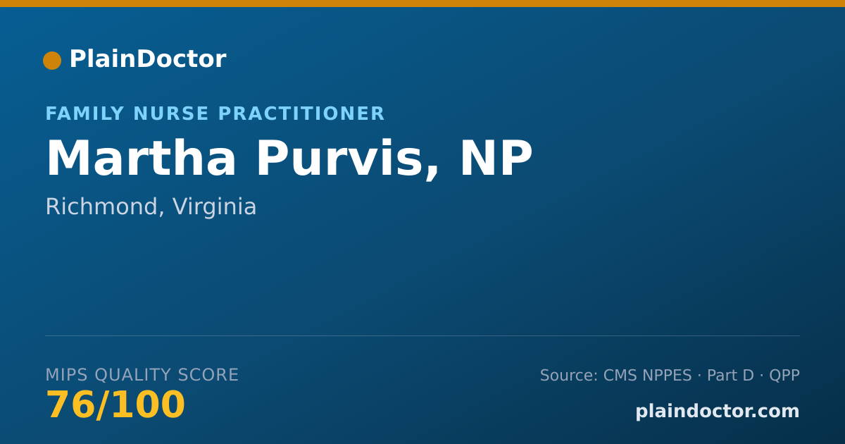 Shareable card for Martha Purvis, NP - Family Nurse Practitioner, Richmond, VA