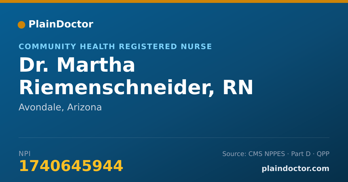Shareable card for Martha Riemenschneider, RN - Community Health Registered Nurse, Avondale, AZ