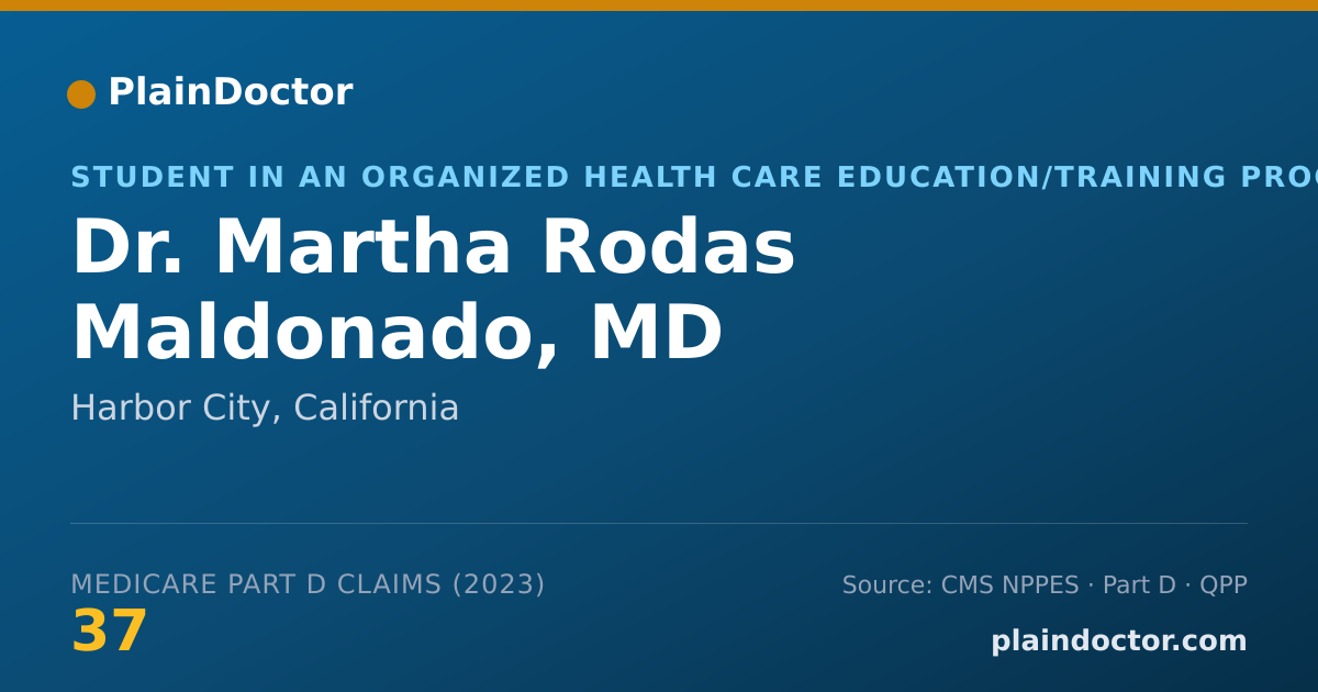 Shareable card for Martha Rodas Maldonado, MD - Student in an Organized Health Care Education/Training Program, Harbor City, CA