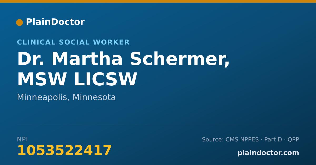 Shareable card for Martha Schermer, MSW LICSW - Clinical Social Worker, Minneapolis, MN