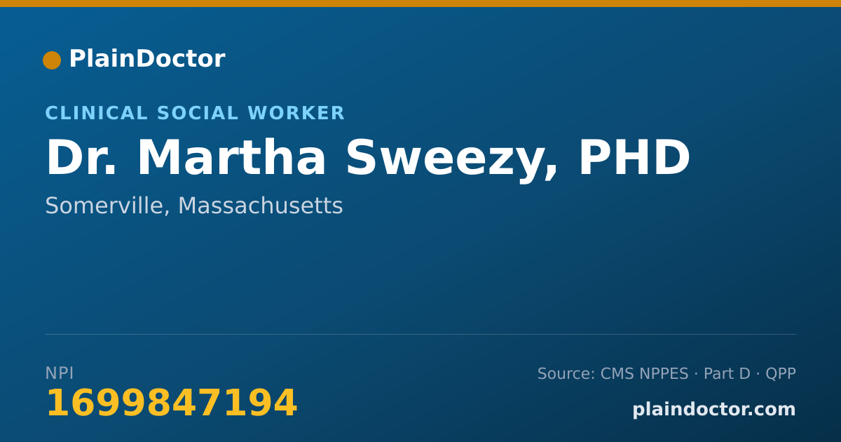 Shareable card for Martha Sweezy, PHD - Clinical Social Worker, Somerville, MA