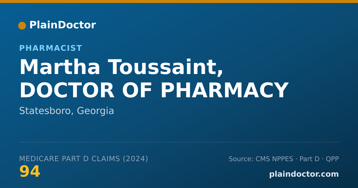 Shareable card for Martha Toussaint, DOCTOR OF PHARMACY - Pharmacist, Statesboro, GA