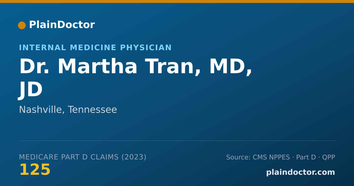 Shareable card for Martha Tran, MD, JD - Internal Medicine Physician, Nashville, TN