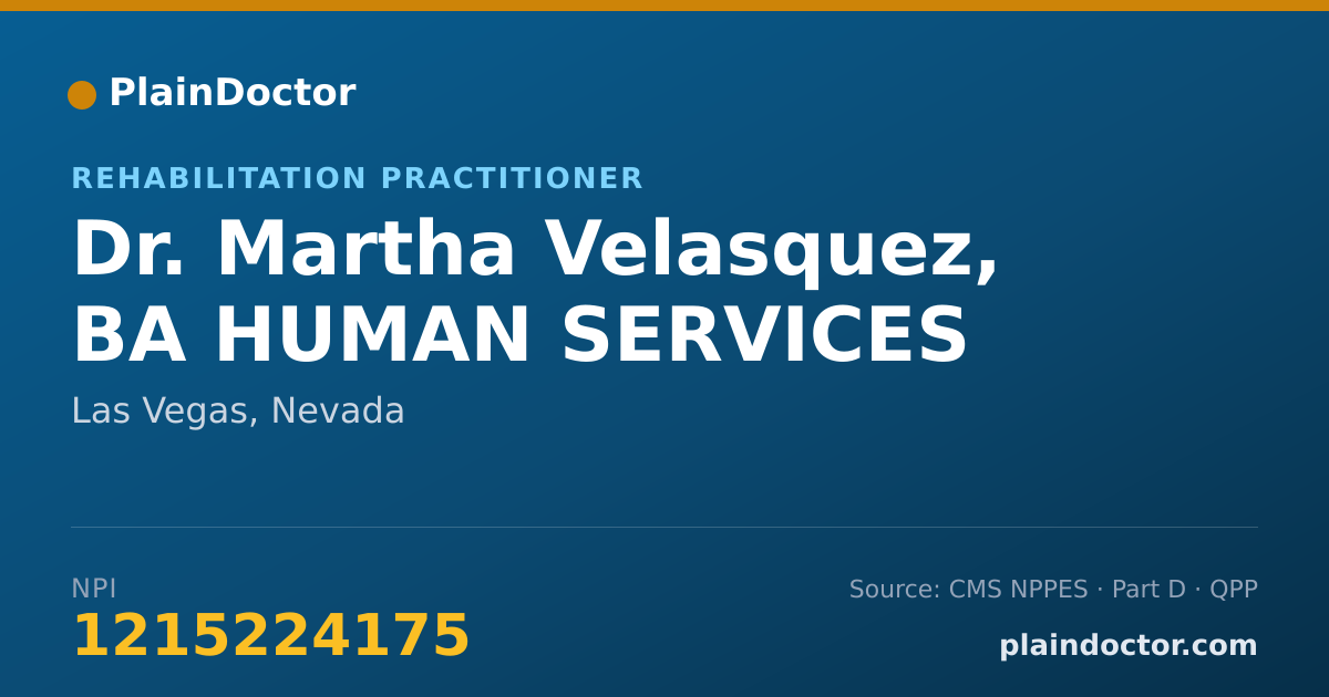 Shareable card for Martha Velasquez, BA HUMAN SERVICES - Rehabilitation Practitioner, Las Vegas, NV