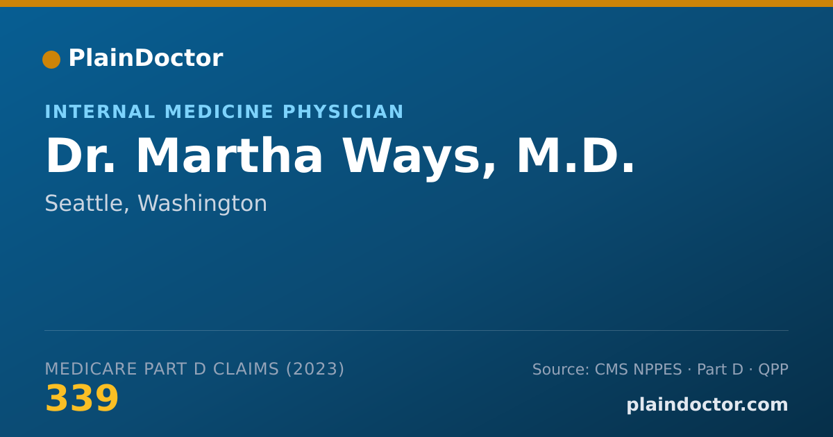 Shareable card for Martha Ways, M.D. - Internal Medicine Physician, Seattle, WA