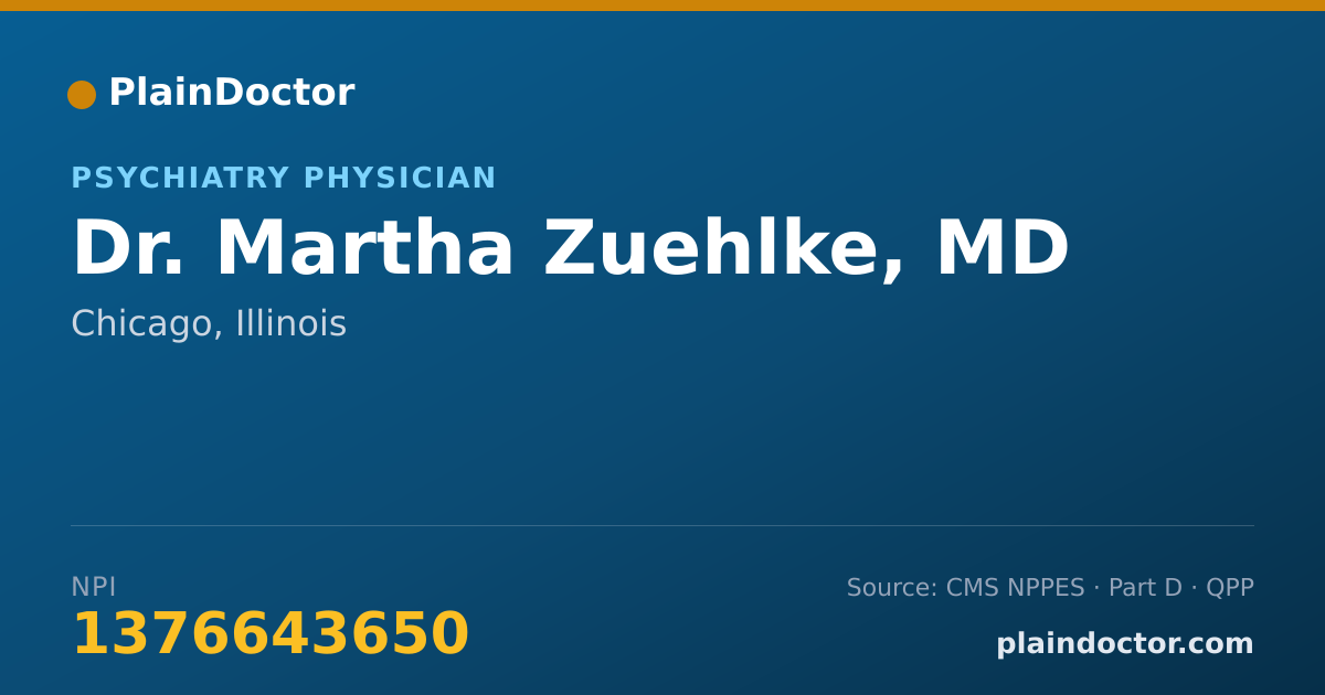 Shareable card for Martha Zuehlke, MD - Psychiatry Physician, Chicago, IL