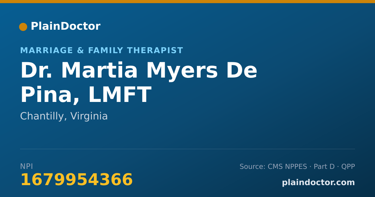 Shareable card for Martia Myers De Pina, LMFT - Marriage & Family Therapist, Chantilly, VA