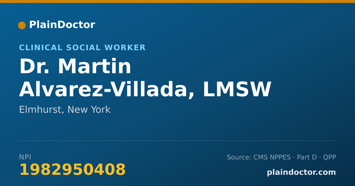 Shareable card for Martin Alvarez-Villada, LMSW - Clinical Social Worker, Elmhurst, NY