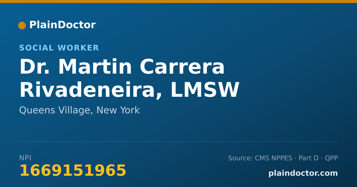 Shareable card for Martin Carrera Rivadeneira, LMSW - Social Worker, Queens Village, NY