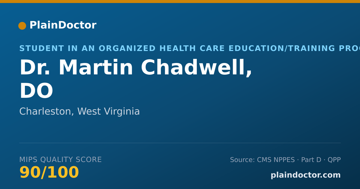 Shareable card for Martin Chadwell, DO - Student in an Organized Health Care Education/Training Program, Charleston, WV