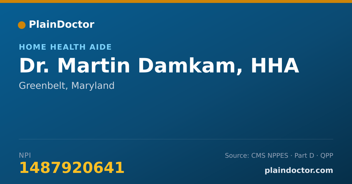 Shareable card for Martin Damkam, HHA - Home Health Aide, Greenbelt, MD