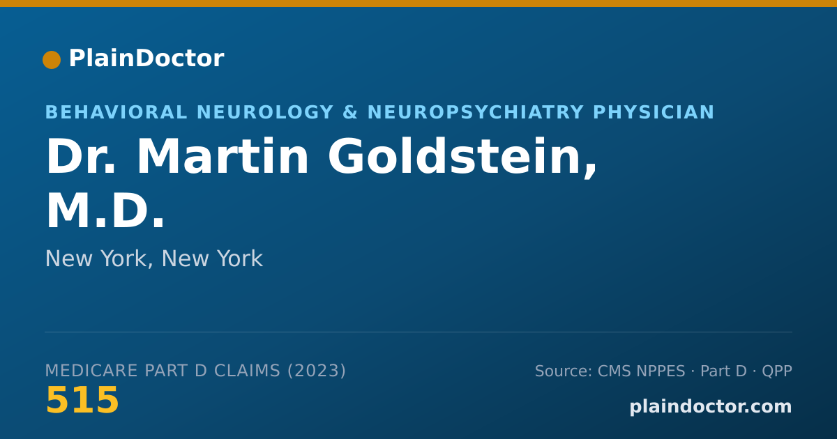 Shareable card for Martin Goldstein, M.D. - Behavioral Neurology & Neuropsychiatry Physician, New York, NY