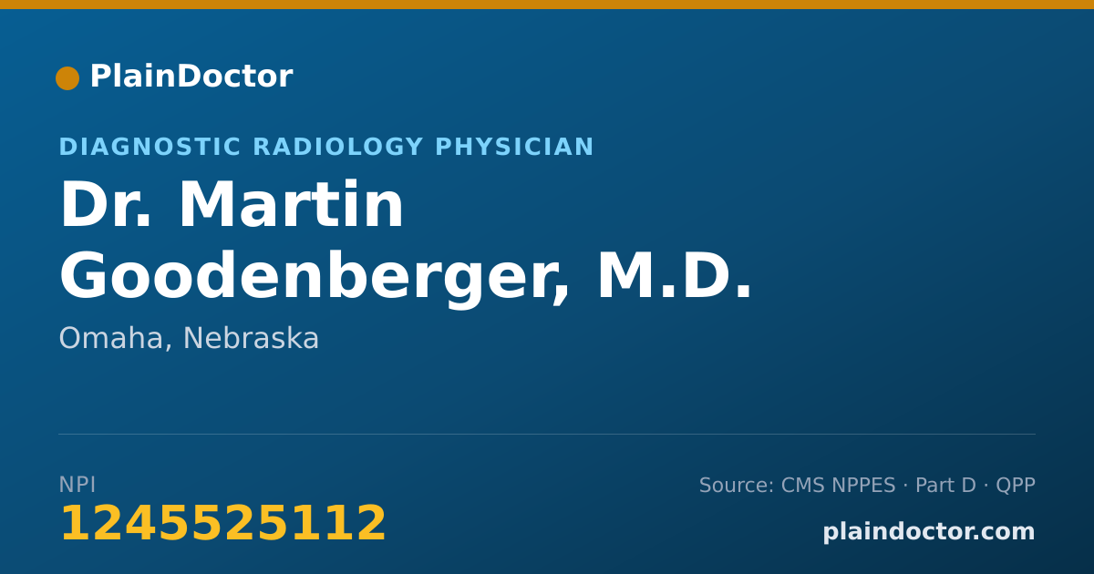 Shareable card for Martin Goodenberger, M.D. - Diagnostic Radiology Physician, Omaha, NE
