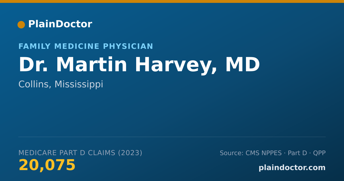 Shareable card for Martin Harvey, MD - Family Medicine Physician, Collins, MS