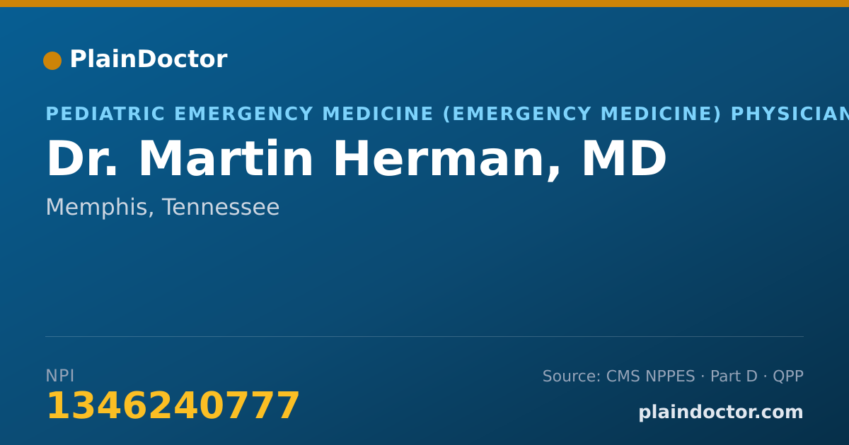 Shareable card for Martin Herman, MD - Pediatric Emergency Medicine (Emergency Medicine) Physician, Memphis, TN