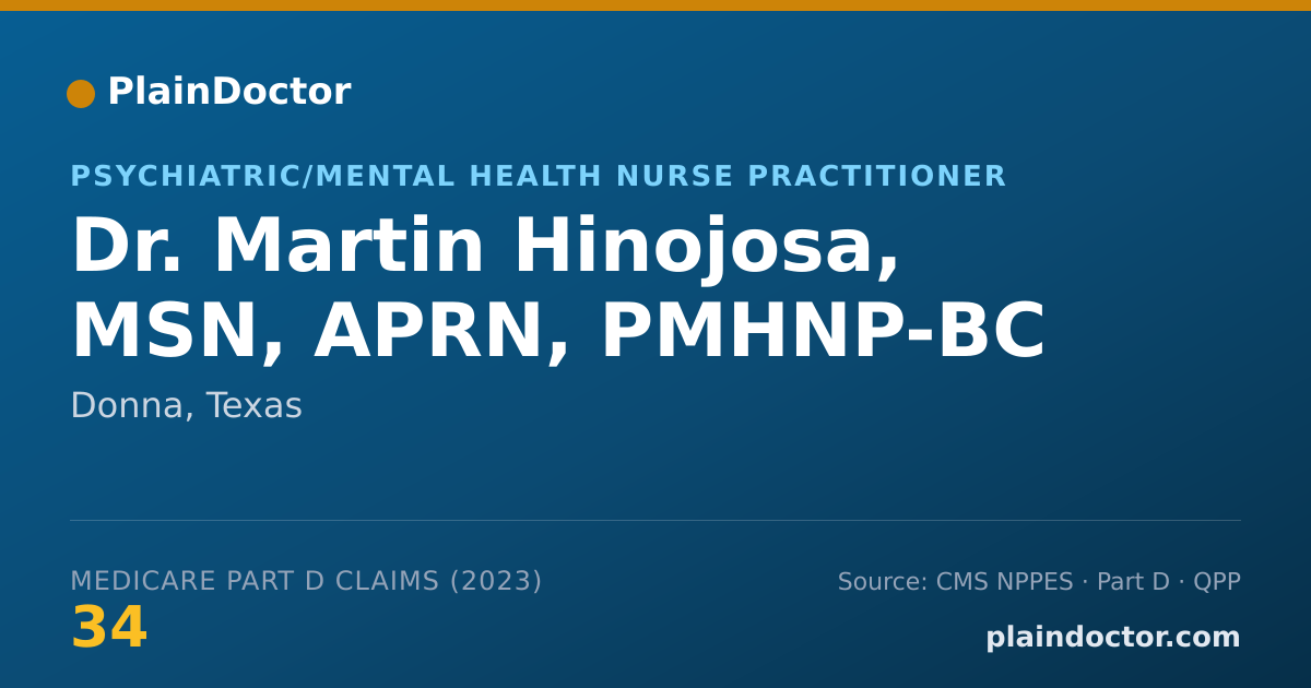 Shareable card for Martin Hinojosa, MSN, APRN, PMHNP-BC - Psychiatric/Mental Health Nurse Practitioner, Donna, TX