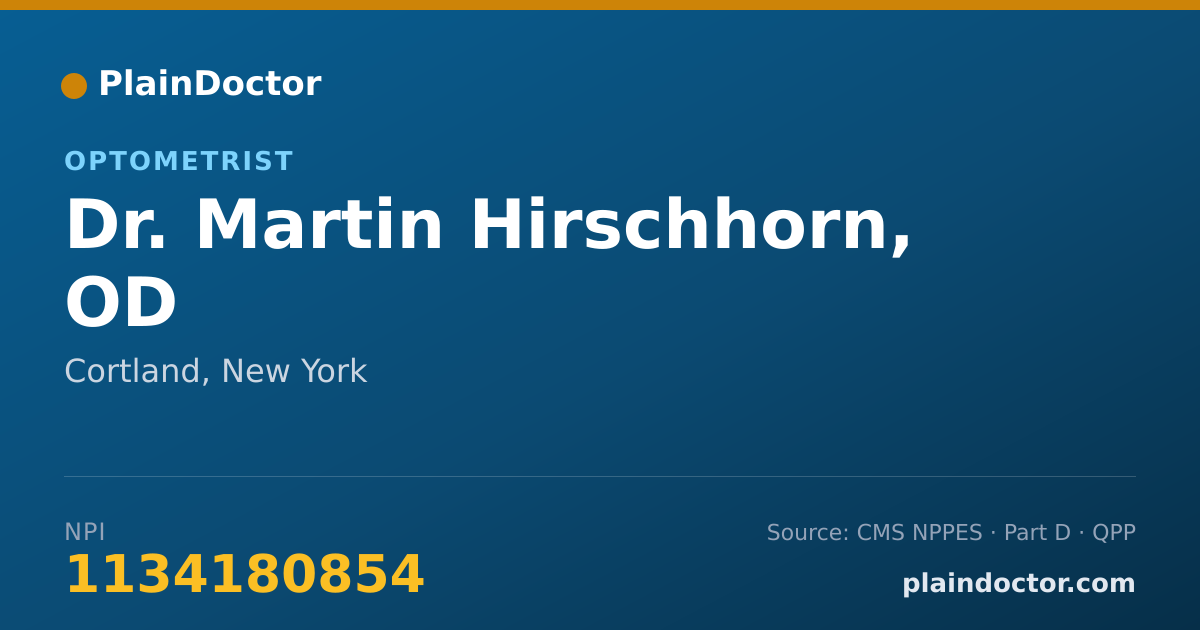 Shareable card for Martin Hirschhorn, OD - Optometrist, Cortland, NY