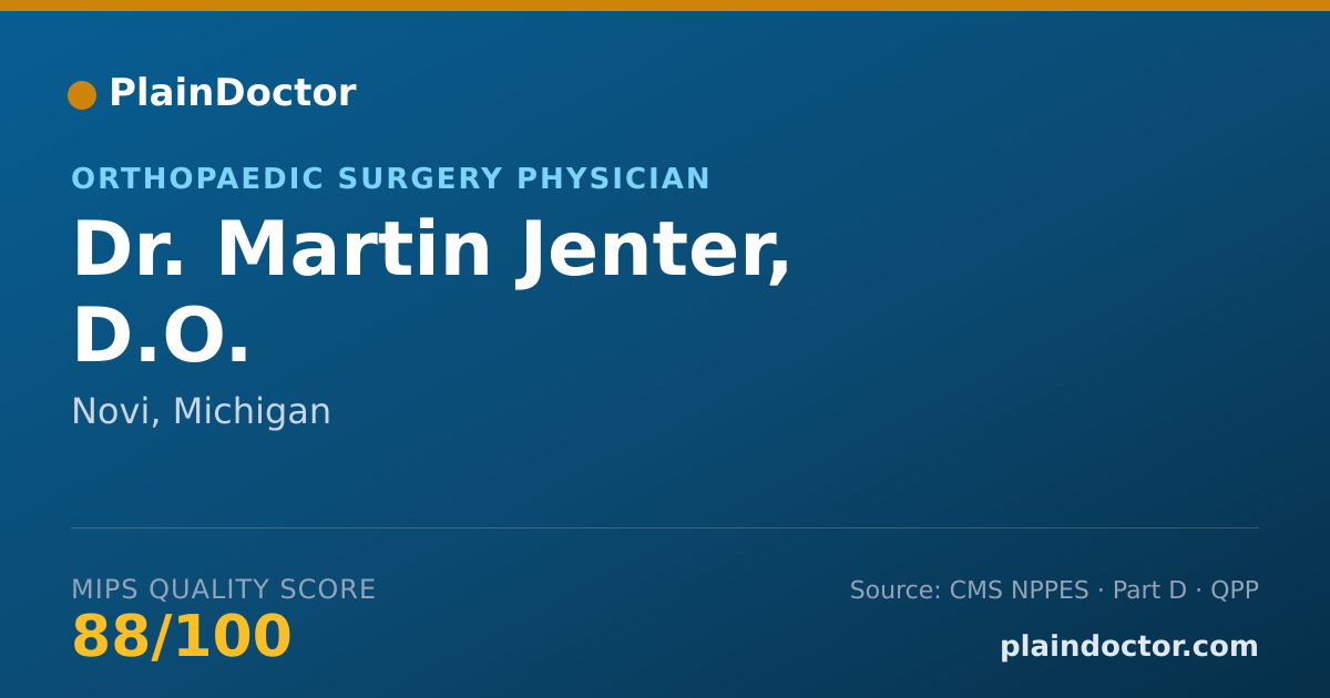 Shareable card for Martin Jenter, D.O. - Orthopaedic Surgery Physician, Novi, MI