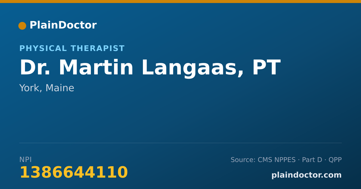 Shareable card for Martin Langaas, PT - Physical Therapist, York, ME