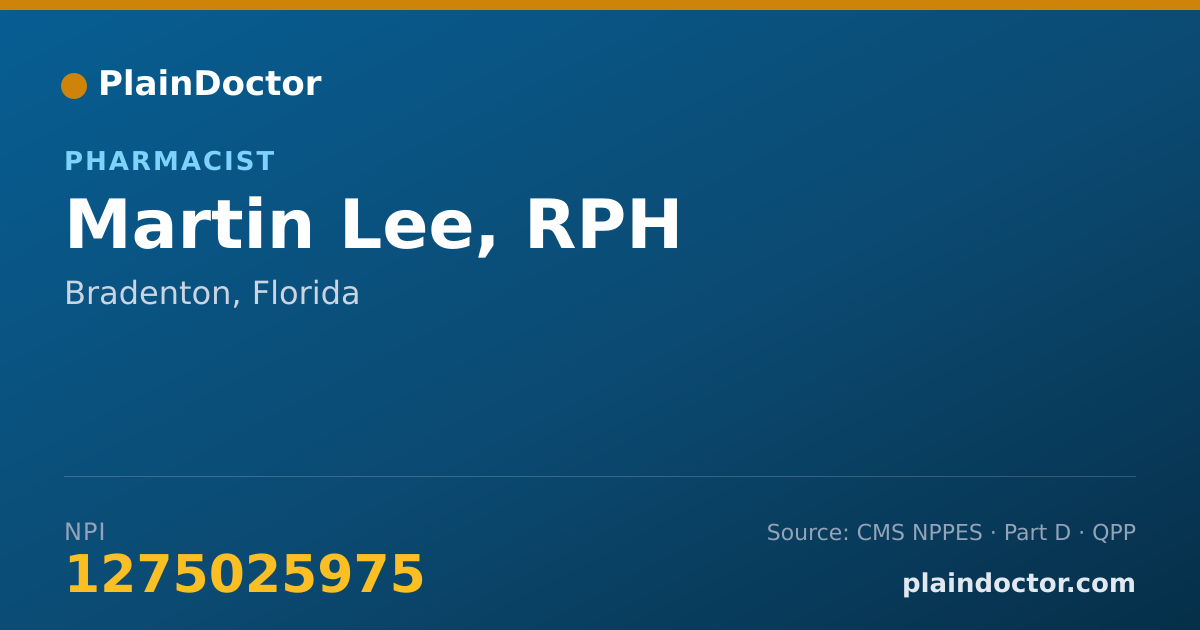 Shareable card for Martin Lee, RPH - Pharmacist, Bradenton, FL