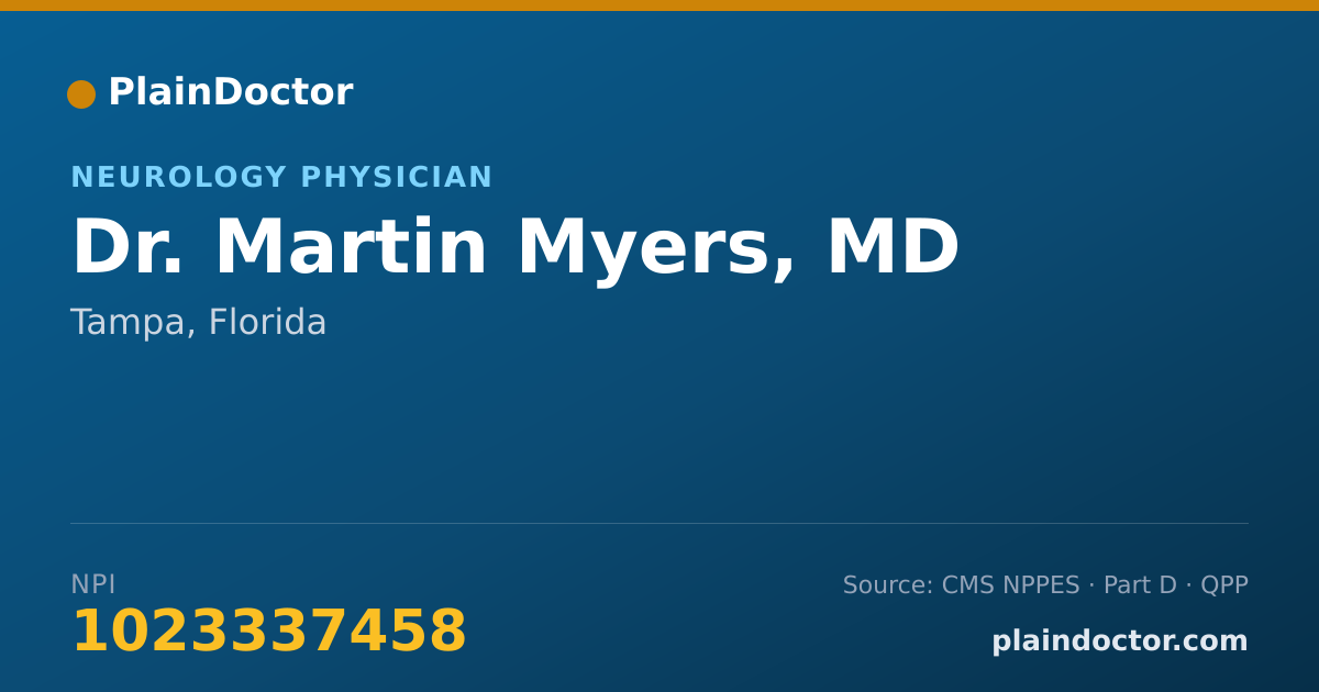 Shareable card for Martin Myers, MD - Neurology Physician, Tampa, FL