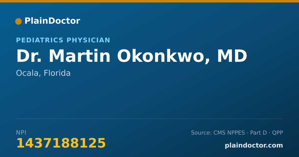 Shareable card for Martin Okonkwo, MD - Pediatrics Physician, Ocala, FL