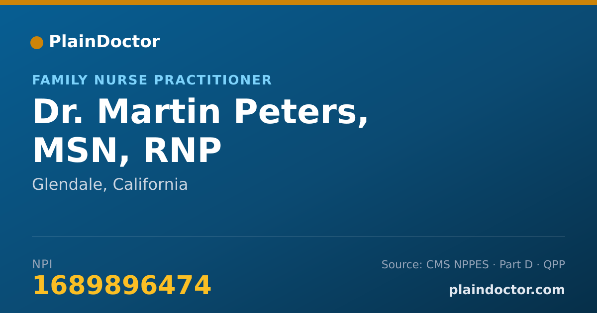 Shareable card for Martin Peters, MSN, RNP - Family Nurse Practitioner, Glendale, CA