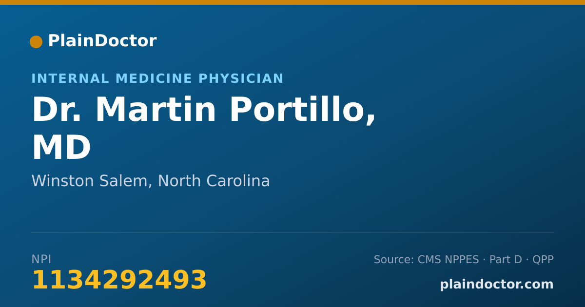 Shareable card for Martin Portillo, MD - Internal Medicine Physician, Winston Salem, NC