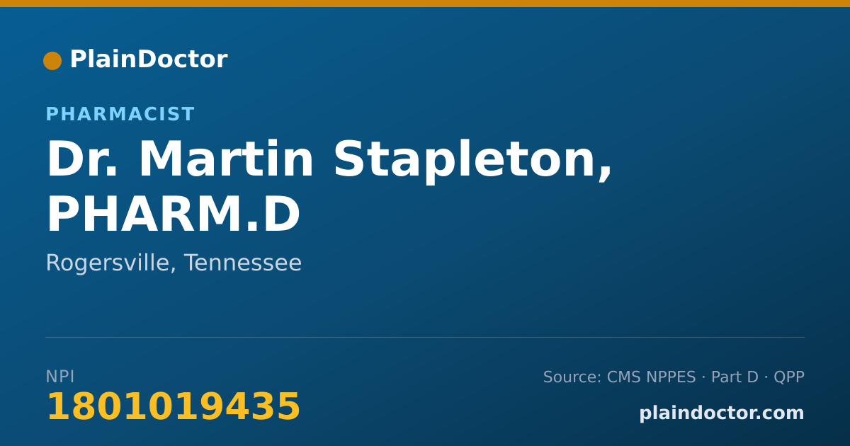 Shareable card for Martin Stapleton, PHARM.D - Pharmacist, Rogersville, TN