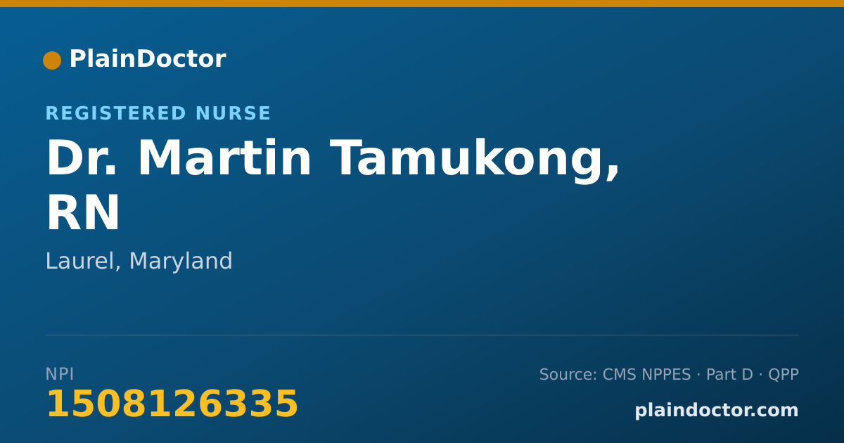 Shareable card for Martin Tamukong, RN - Registered Nurse, Laurel, MD