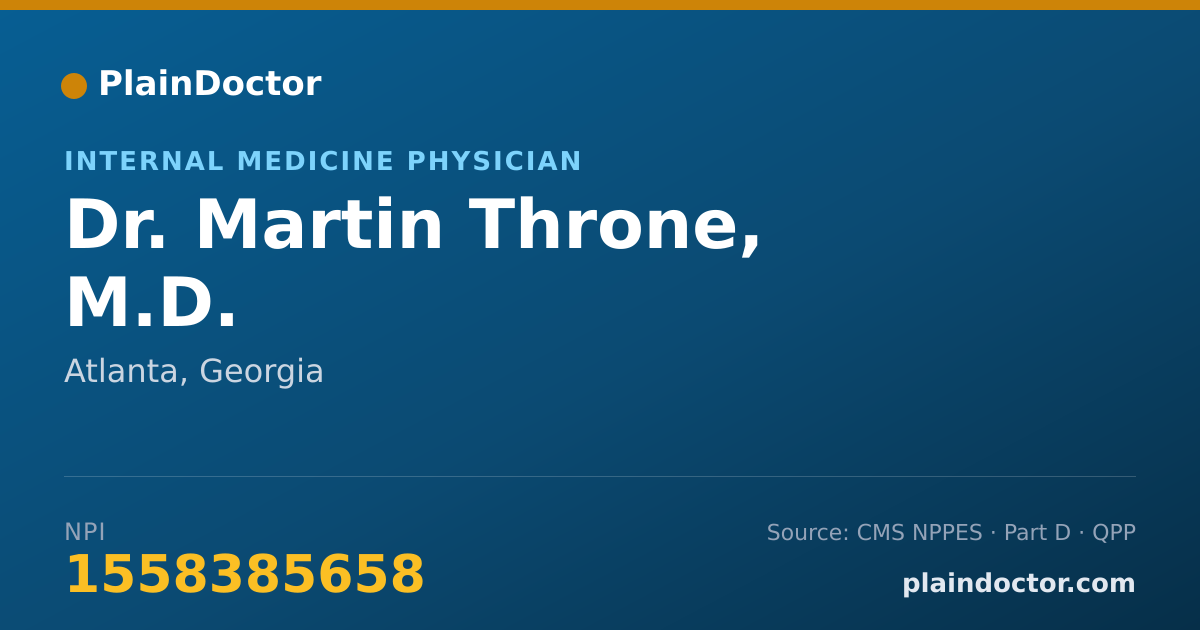 Shareable card for Martin Throne, M.D. - Internal Medicine Physician, Atlanta, GA