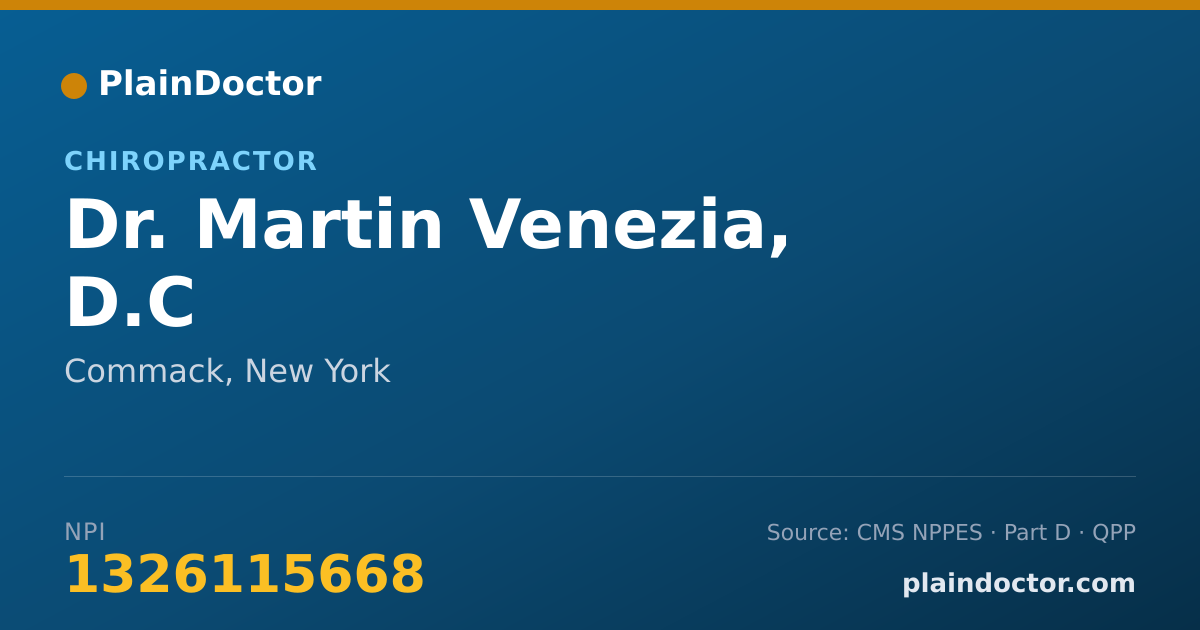 Shareable card for Martin Venezia, D.C - Chiropractor, Commack, NY