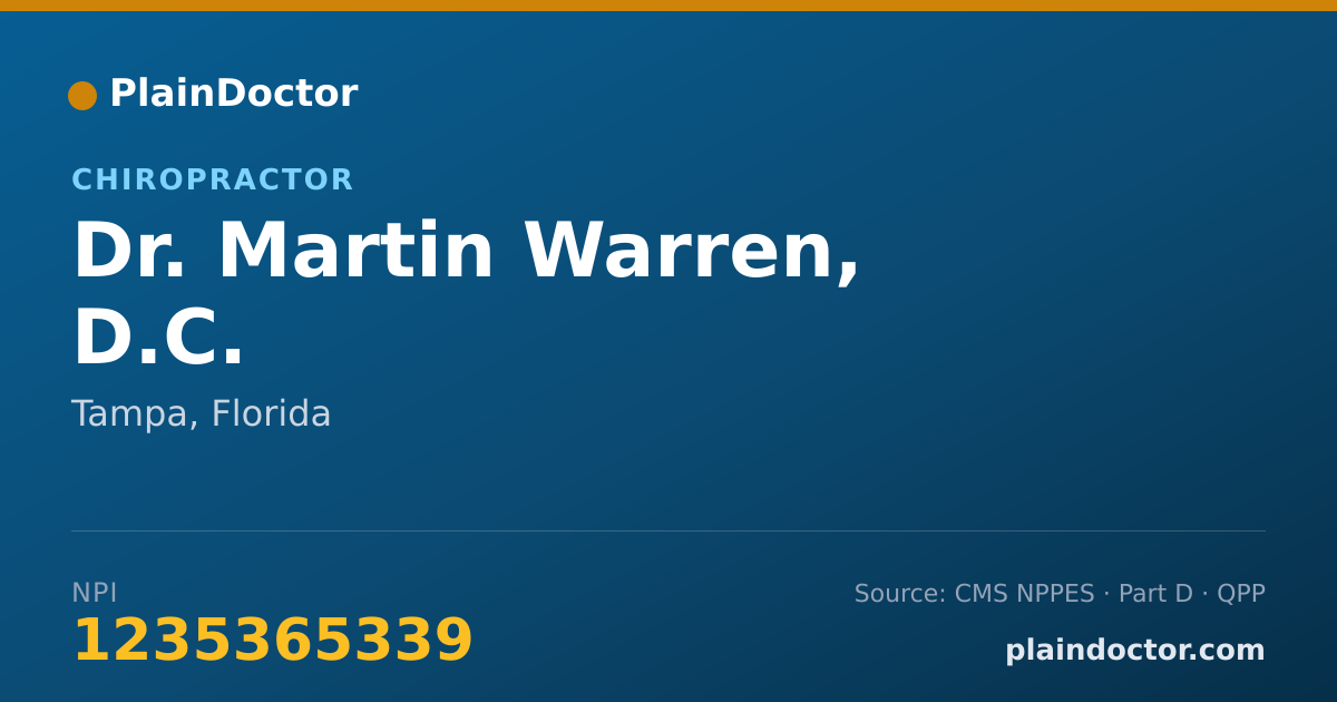 Shareable card for Martin Warren, D.C. - Chiropractor, Tampa, FL