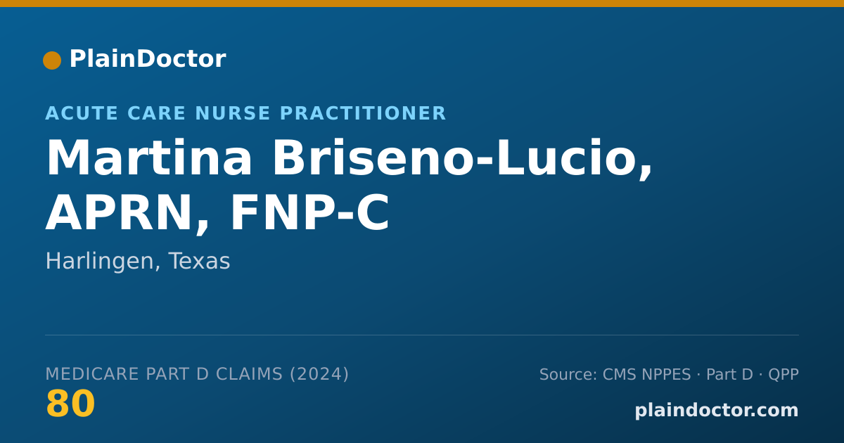 Shareable card for Martina Briseno-Lucio, APRN, FNP-C - Acute Care Nurse Practitioner, Harlingen, TX