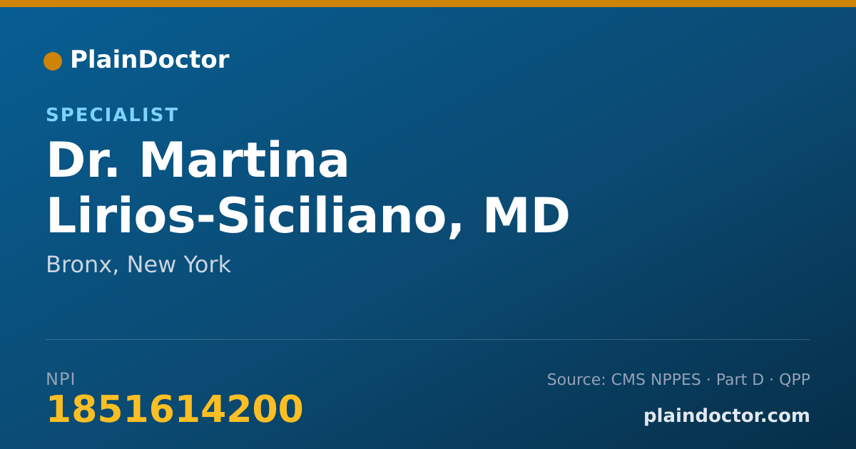 Shareable card for Martina Lirios-Siciliano, MD - Specialist, Bronx, NY