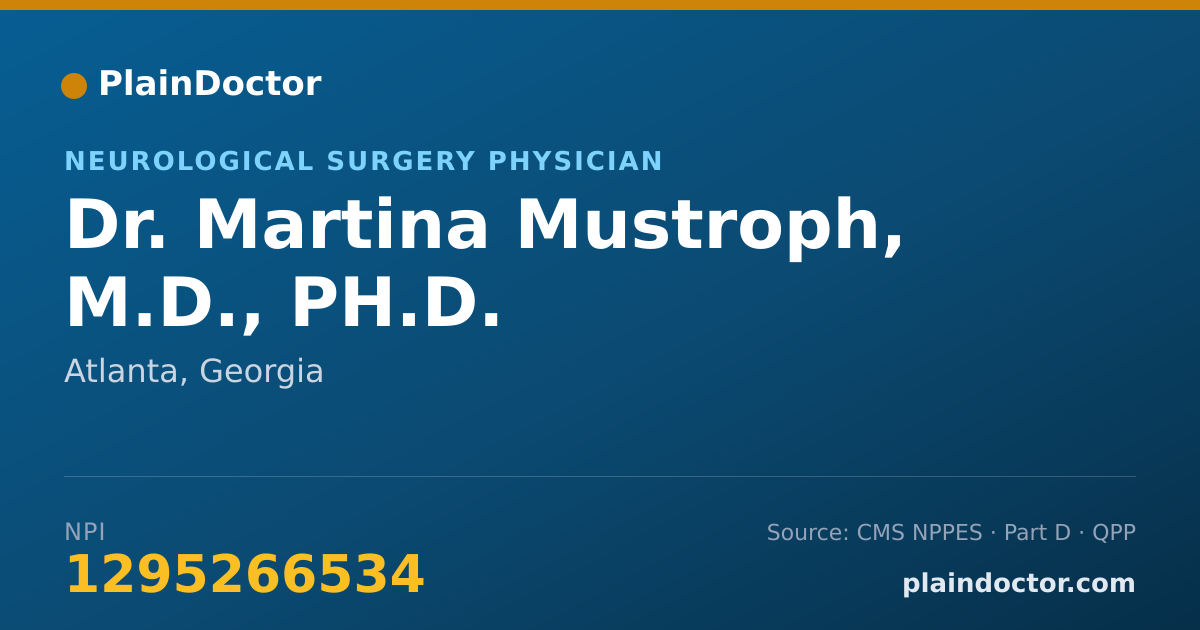 Shareable card for Martina Mustroph, M.D., PH.D. - Neurological Surgery Physician, Atlanta, GA
