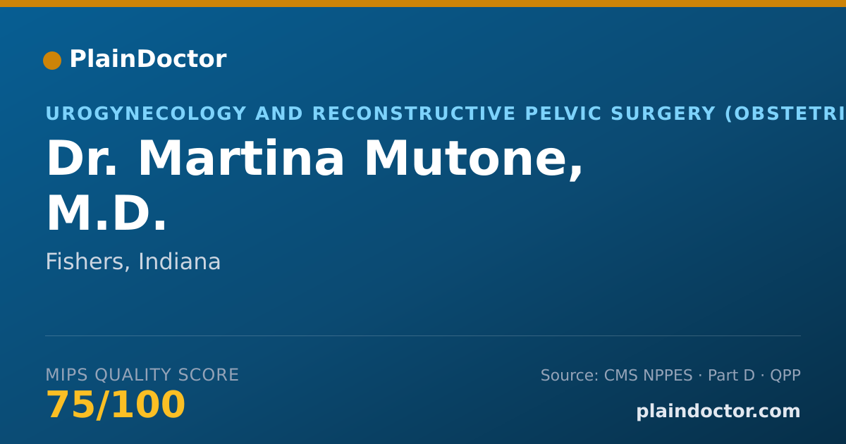 Shareable card for Martina Mutone, M.D. - Urogynecology and Reconstructive Pelvic Surgery (Obstetrics & Gynecology) Physician, Fishers, IN