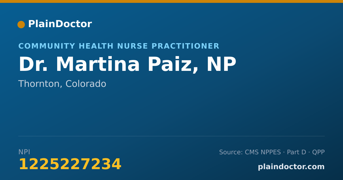 Shareable card for Martina Paiz, NP - Community Health Nurse Practitioner, Thornton, CO