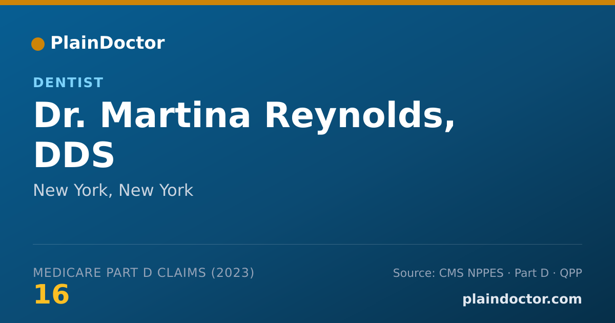 Shareable card for Martina Reynolds, DDS - Dentist, New York, NY