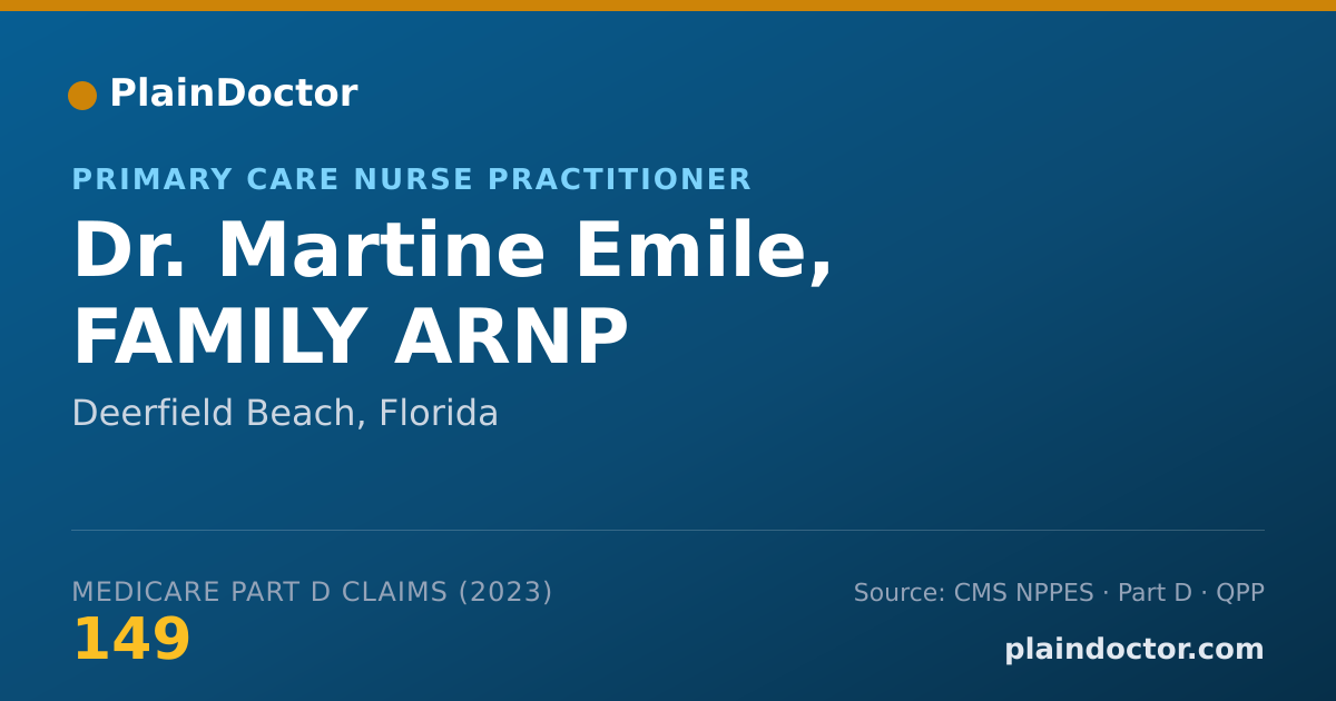 Shareable card for Martine Emile, FAMILY  ARNP - Primary Care Nurse Practitioner, Deerfield Beach, FL