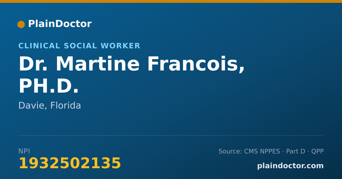 Shareable card for Martine Francois, PH.D. - Clinical Social Worker, Davie, FL