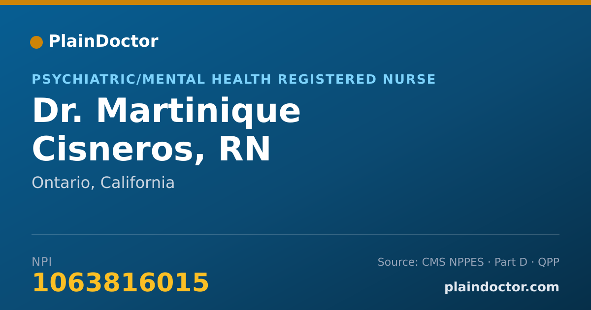 Shareable card for Martinique Cisneros, RN - Psychiatric/Mental Health Registered Nurse, Ontario, CA
