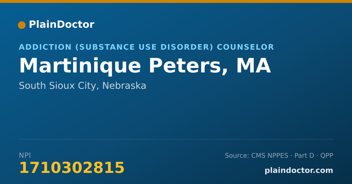 Shareable card for Martinique Peters, MA - Addiction (Substance Use Disorder) Counselor, South Sioux City, NE