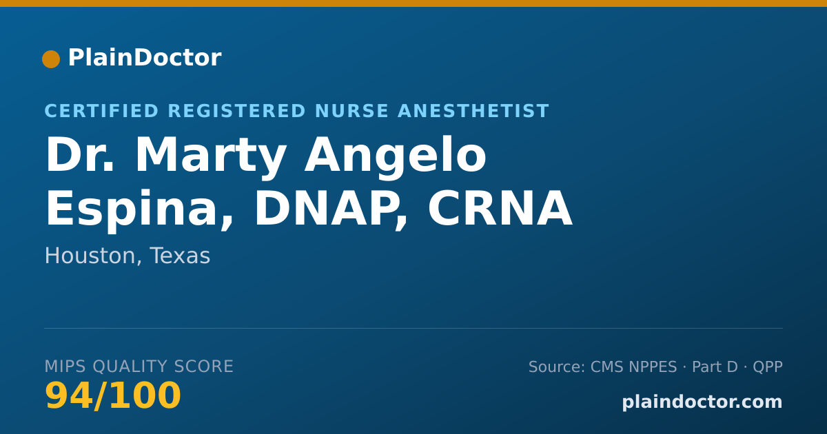 Shareable card for Marty Angelo Espina, DNAP, CRNA - Certified Registered Nurse Anesthetist, Houston, TX