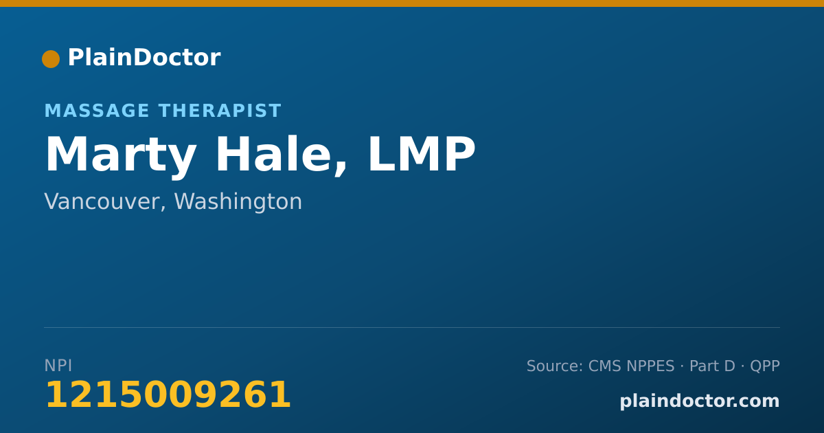 Shareable card for Marty Hale, LMP - Massage Therapist, Vancouver, WA