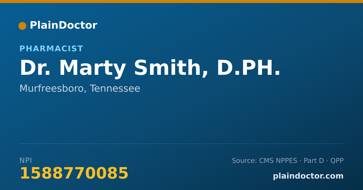 Shareable card for Marty Smith, D.PH. - Pharmacist, Murfreesboro, TN